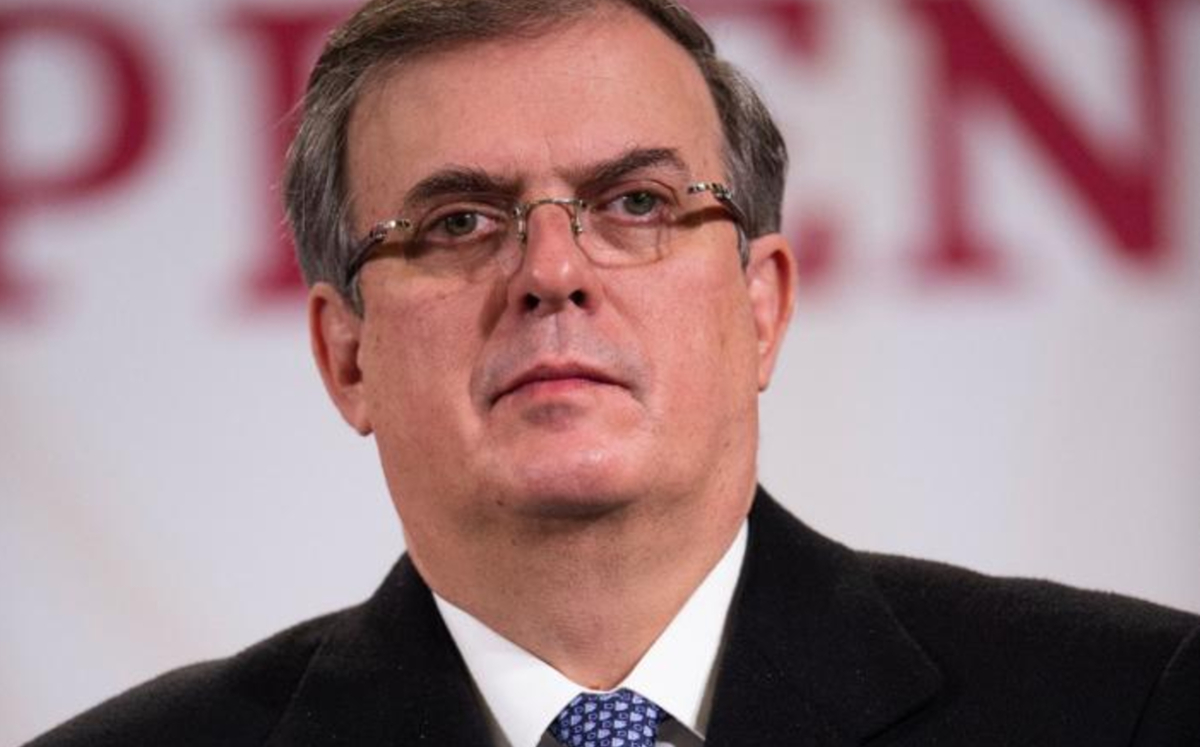 El secretario de Relaciones Exteriores en la conferencia de hoy. (Cortesía)