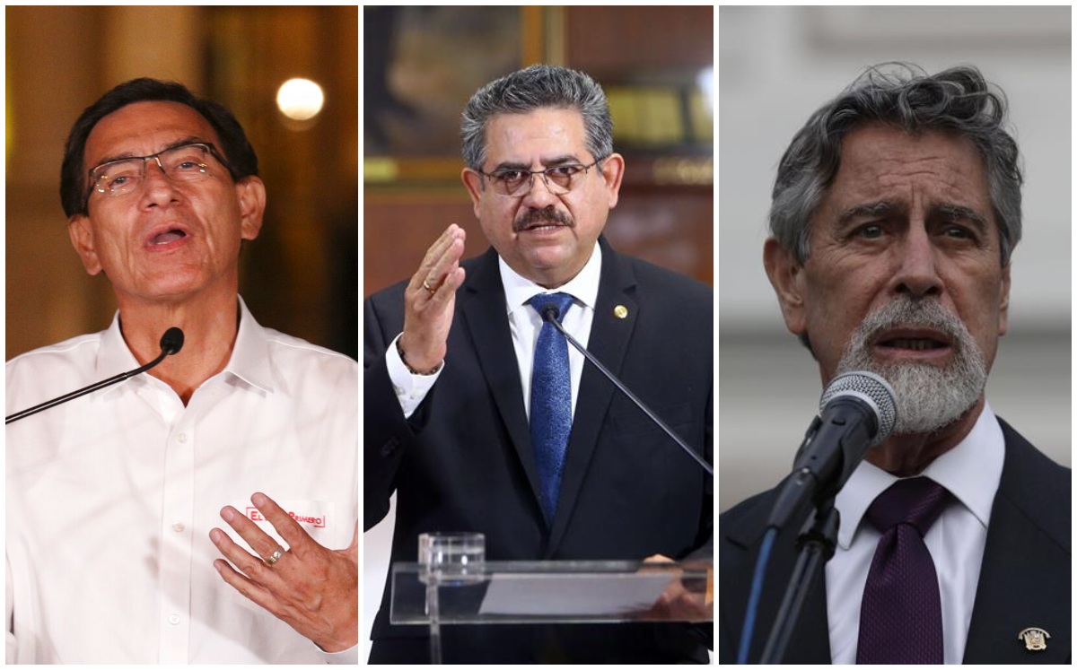 Martín Vizcarra, Manuel Merino y Fernando Sagasti  gobernaron Perú en los últimos 8 días. (AP / EFE)