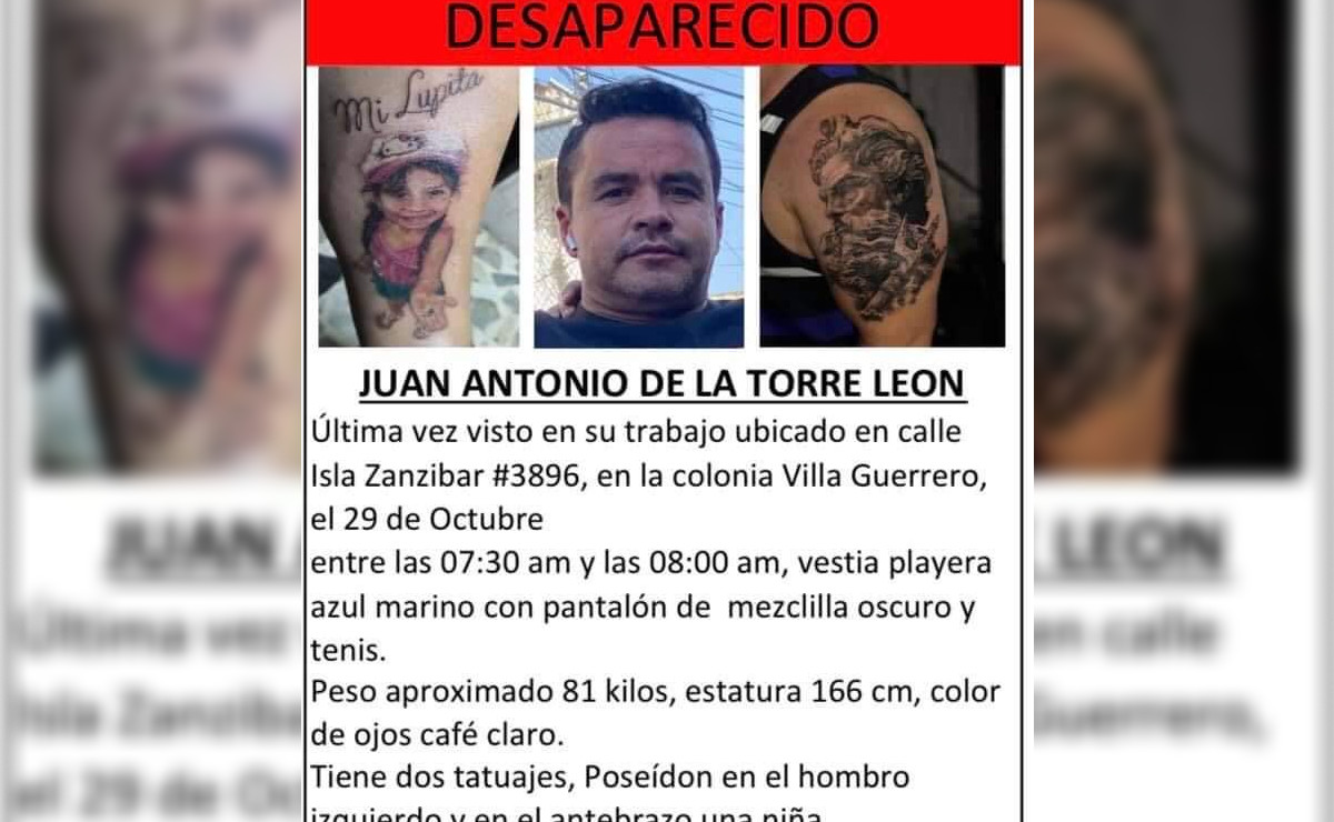 Buscan a Juan Antonio de la Torre; desapareció el 29 de octubre en Guadalajara (Especial)