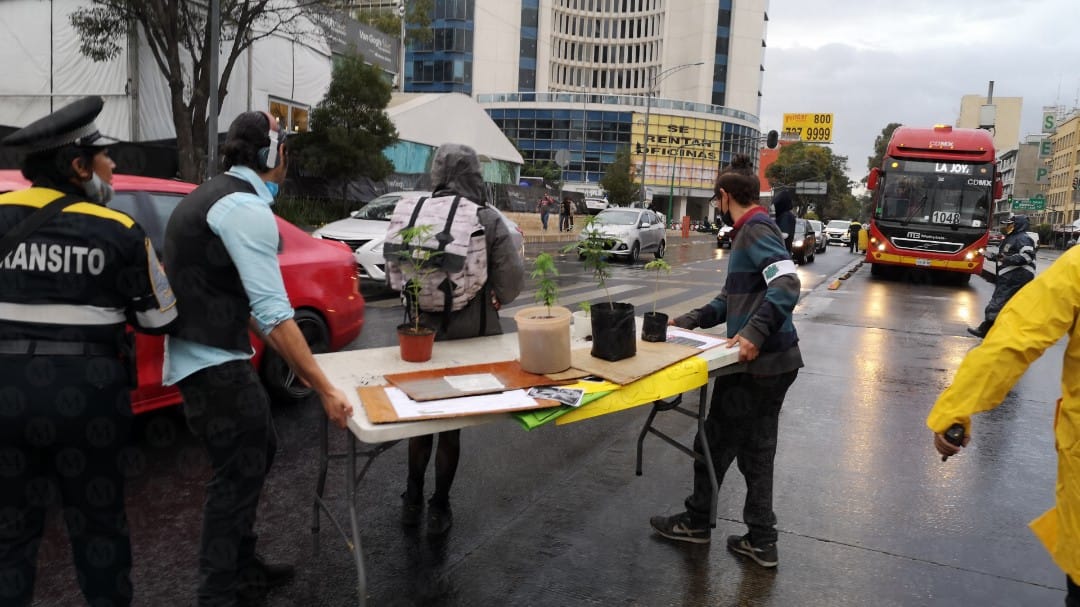Los manifestantes cerraron por un momento el cruce Insurgentes y Reforma. (Jorge Becerril)