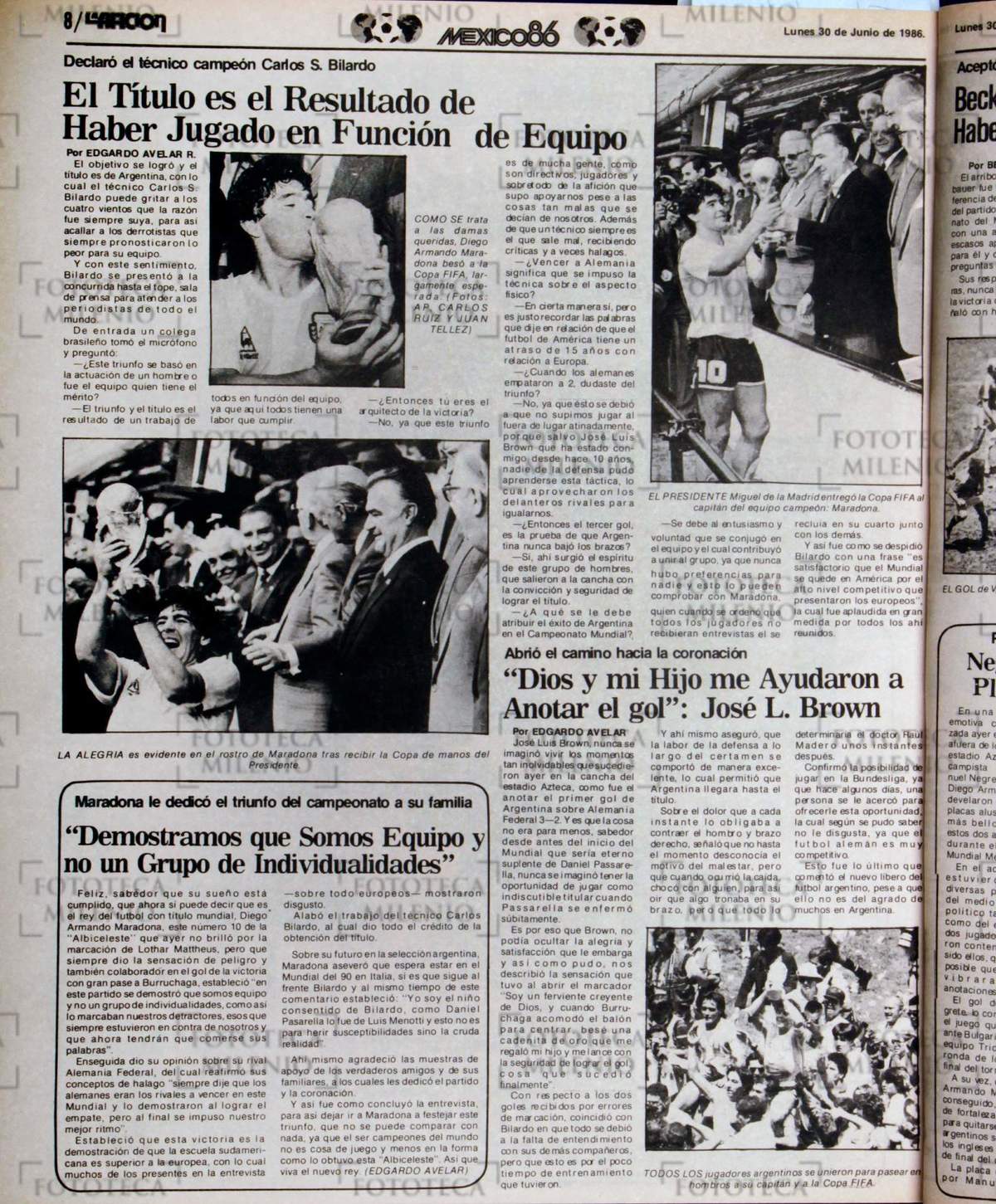 Maradona le dedica a su familia el título del Mundial de México 1986 (Fototeca Milenio)