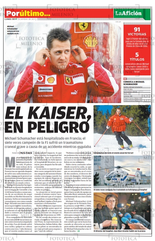 Michael Schumacher sufre accidente en el invierno del 2013 (Fototeca Milenio)
