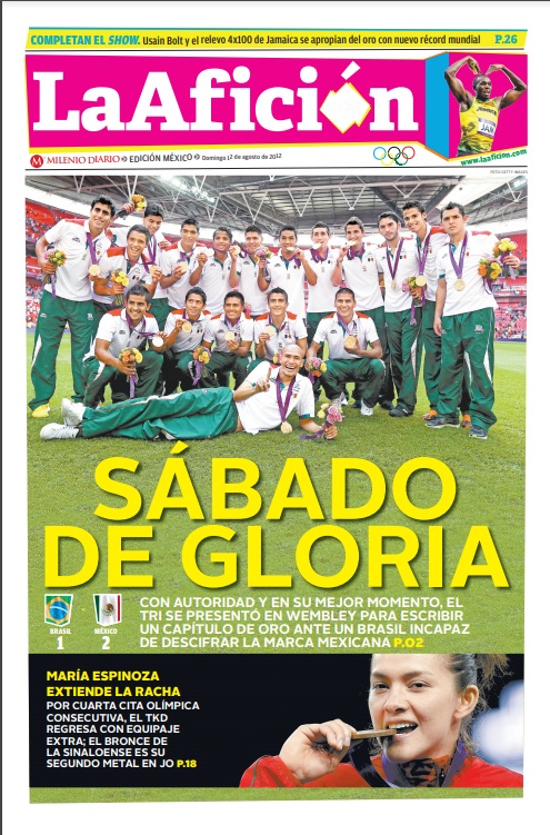 Portada con el oro Olímpico de México en 2012