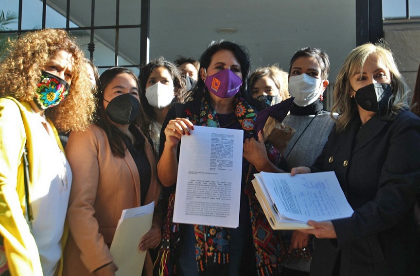 Ayer activistas y militantes entregaron un documento para la impugnación de los lineamientos. (Fernando Carranza)