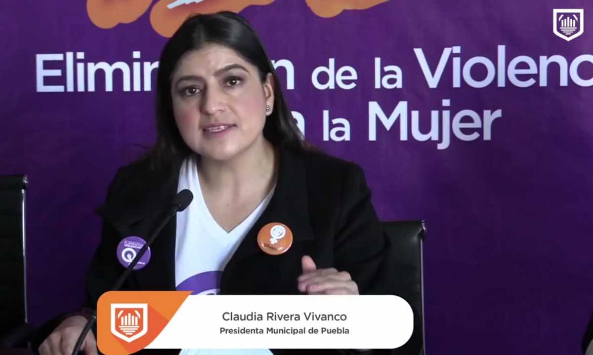 Claudia Rivera Vivanco, presidenta municipal de Puebla en conferencia de prensa. (Especial)