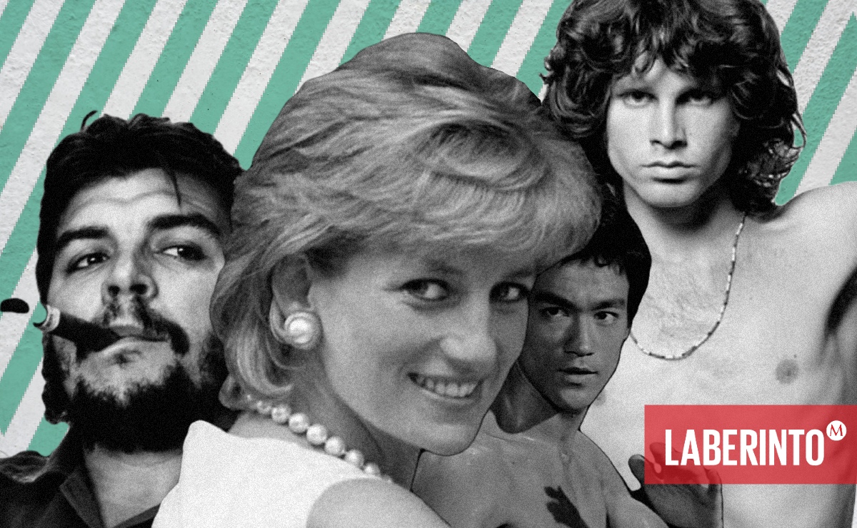 Ernesto Guevara, Diana Spencer, Bruce Lee y Jim Morrison. (Montaje digital: Ángel Soto)