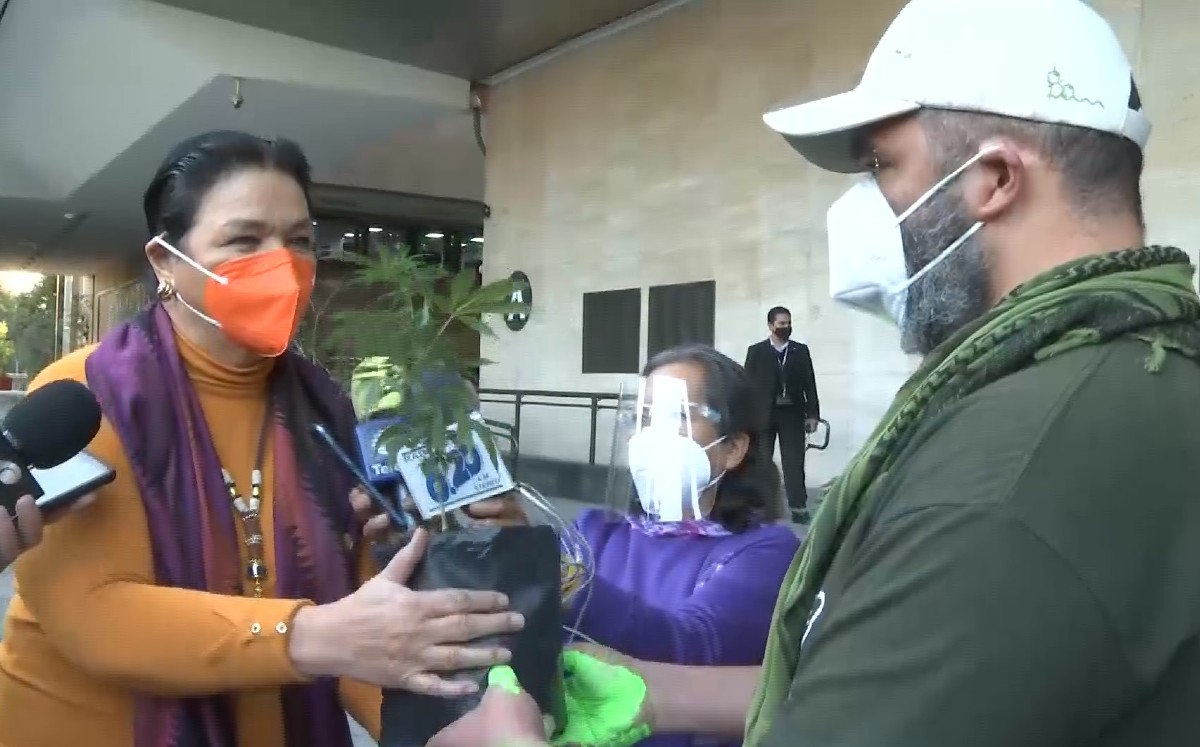 Rivera entregó por escrito a la diputada presidenta la posición del Movimiento Cannábico Mexicano. (Captura)