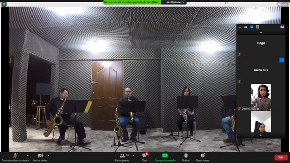 La Banda de Música de Coahuila se ha presentado vía Zoom en algunas escuelas locales. (Especial)