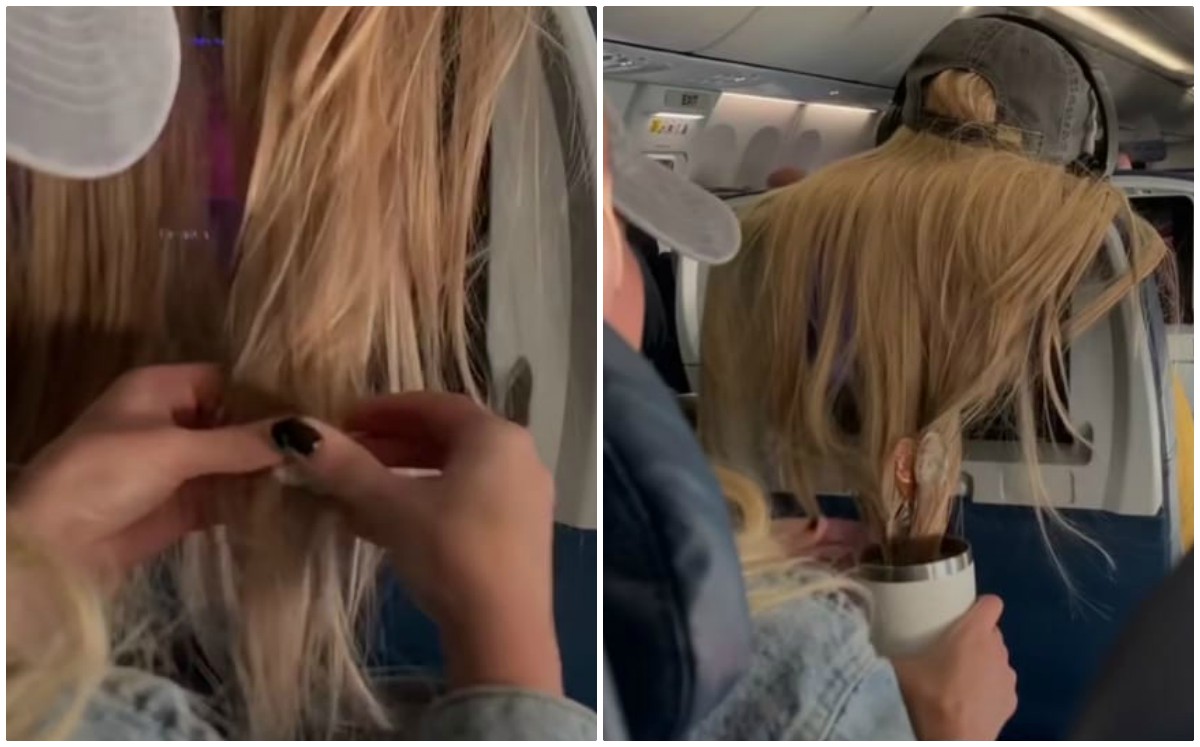 Venganza de una mujer en el avión se hace viral (Captura)