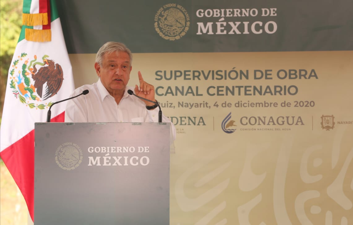 AMLO supervisa las obras del canal Centenario, en Ruiz, Nayarit | Javier Ríos