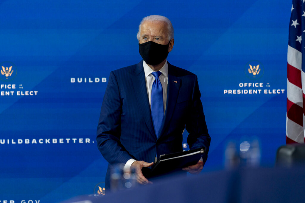 Joe Biden afirmó que concentrará sus primeros esfuerzos en contender la pandemia de covid-19. (AP)