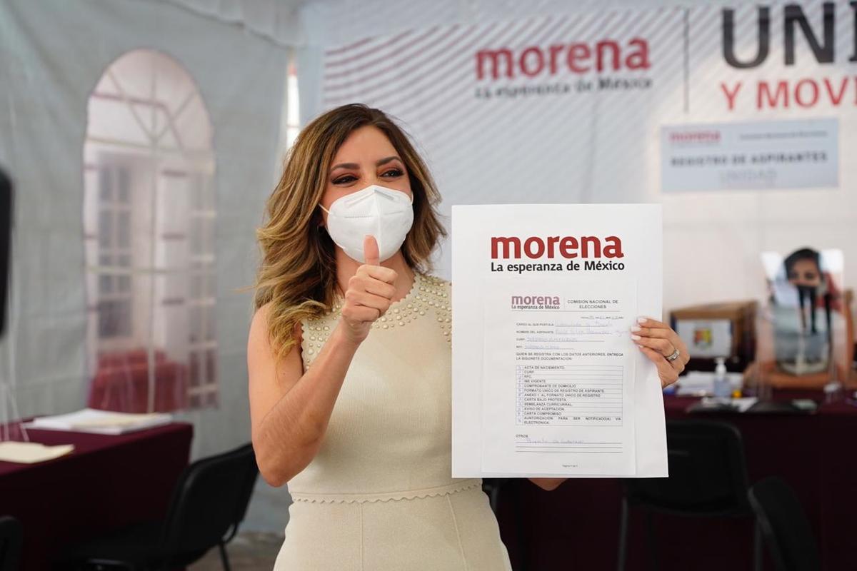 Dulce Silva se registró como aspirante de Morena a candidata a gobernadora de Tlaxcala. (Especial)