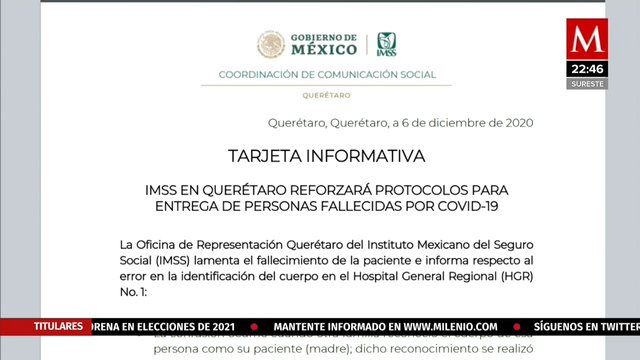 IMSS en Querétaro entrega cuerpo equivocado