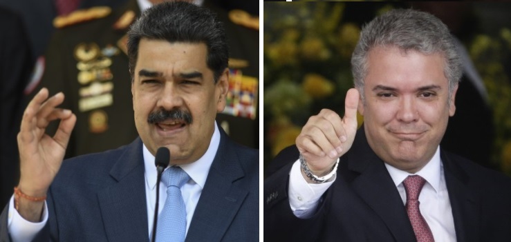 Nicolás Maduro, presidente de Venezuela, e Iván Duque, de Colombia. | AP