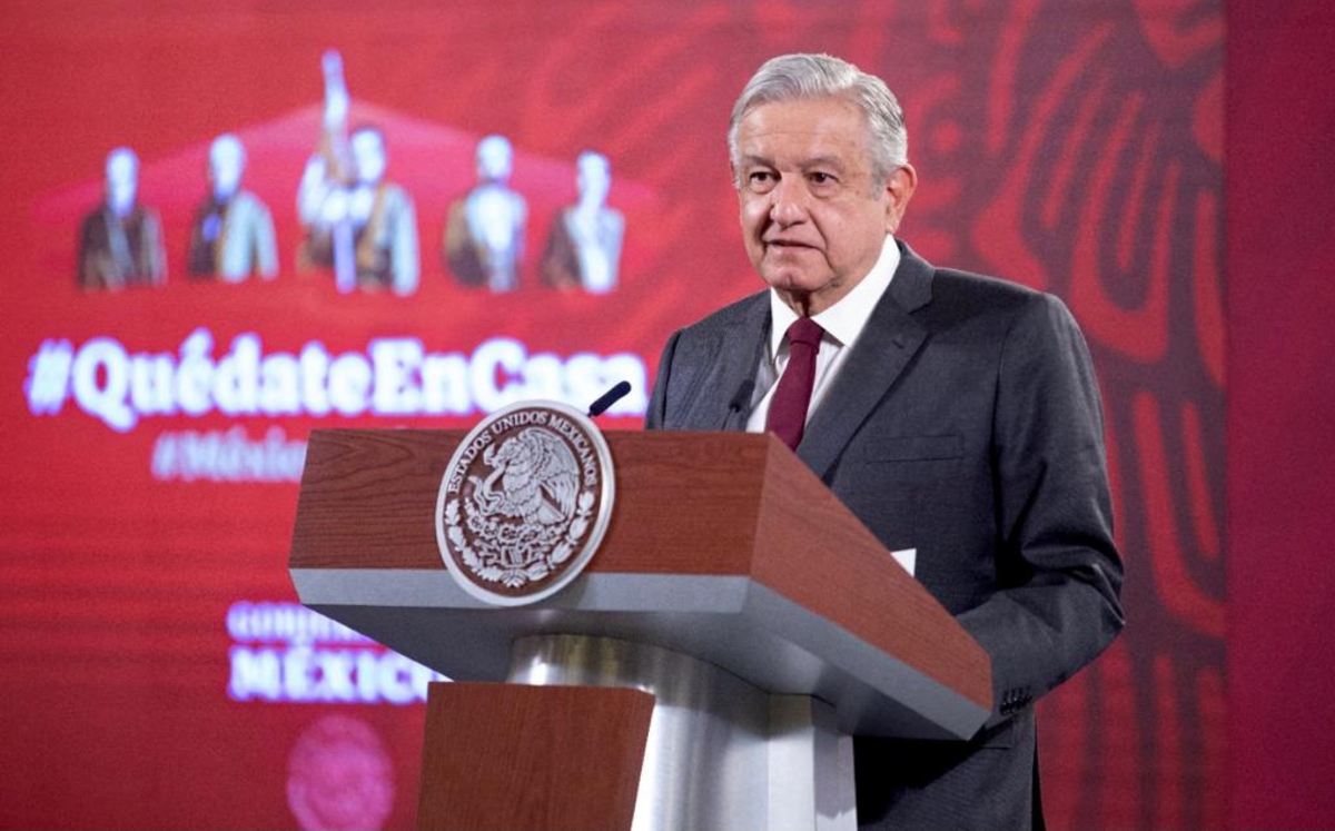 El Presidente durante su conferencia de prensa en Palacio Nacional. (Cortesía)