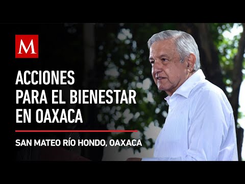 AMLO encabeza la inauguración del camino rural San Mateo Río Hondo, Oaxaca