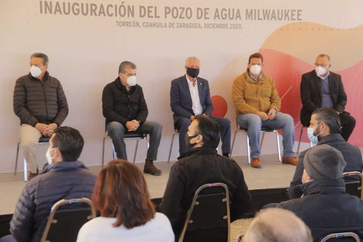 El pozo de agua lleva el nombre por la empresa ubicada en Torreón Milwaukee Tools. (Manuel Guadarrama)