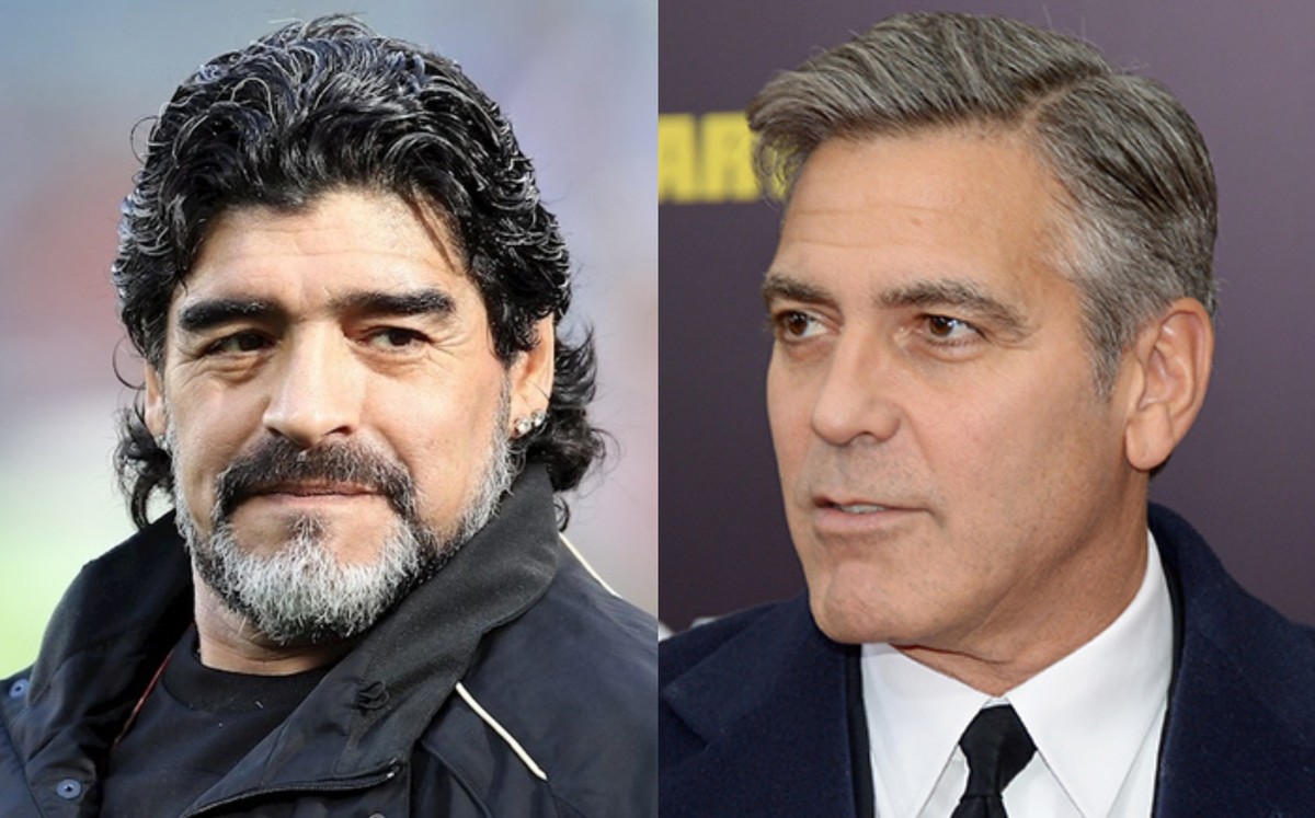Maradona y George Clooney (EFE/AFP)