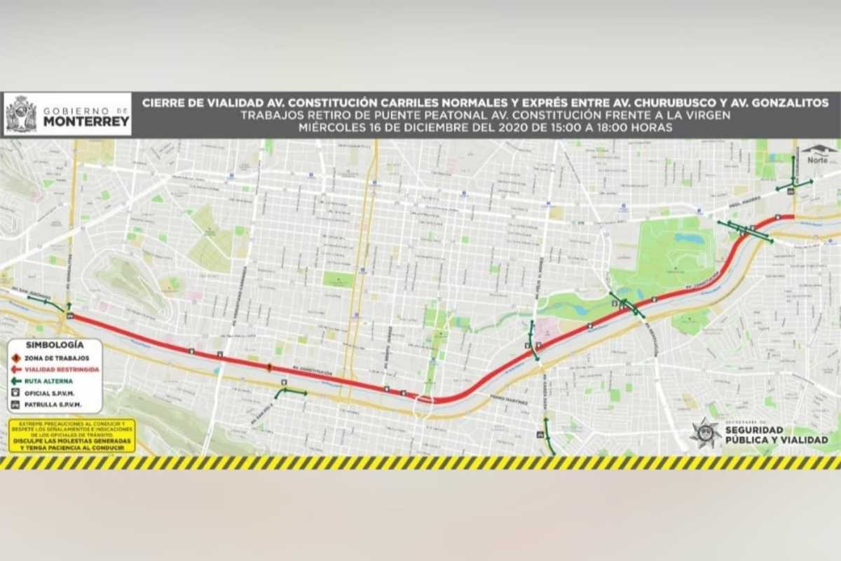NL: Cierran avenida Constitución para retirar puente peatonal- Grupo ...