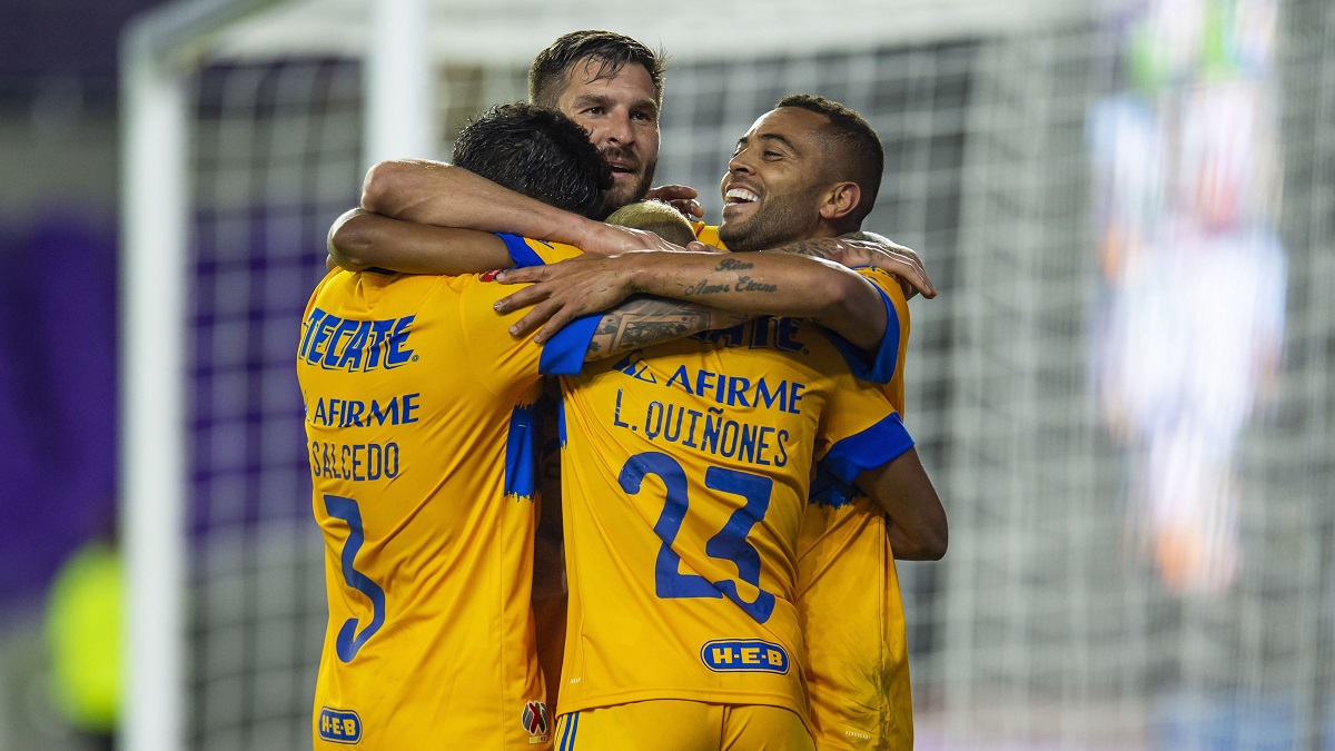 Jugadores de Tigres en festejo de gol (Twitter @TigresOficial)