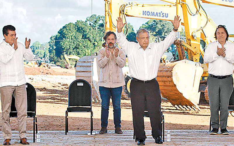 López Obrador supervisó la obra del Tren Maya. (Omar Franco)