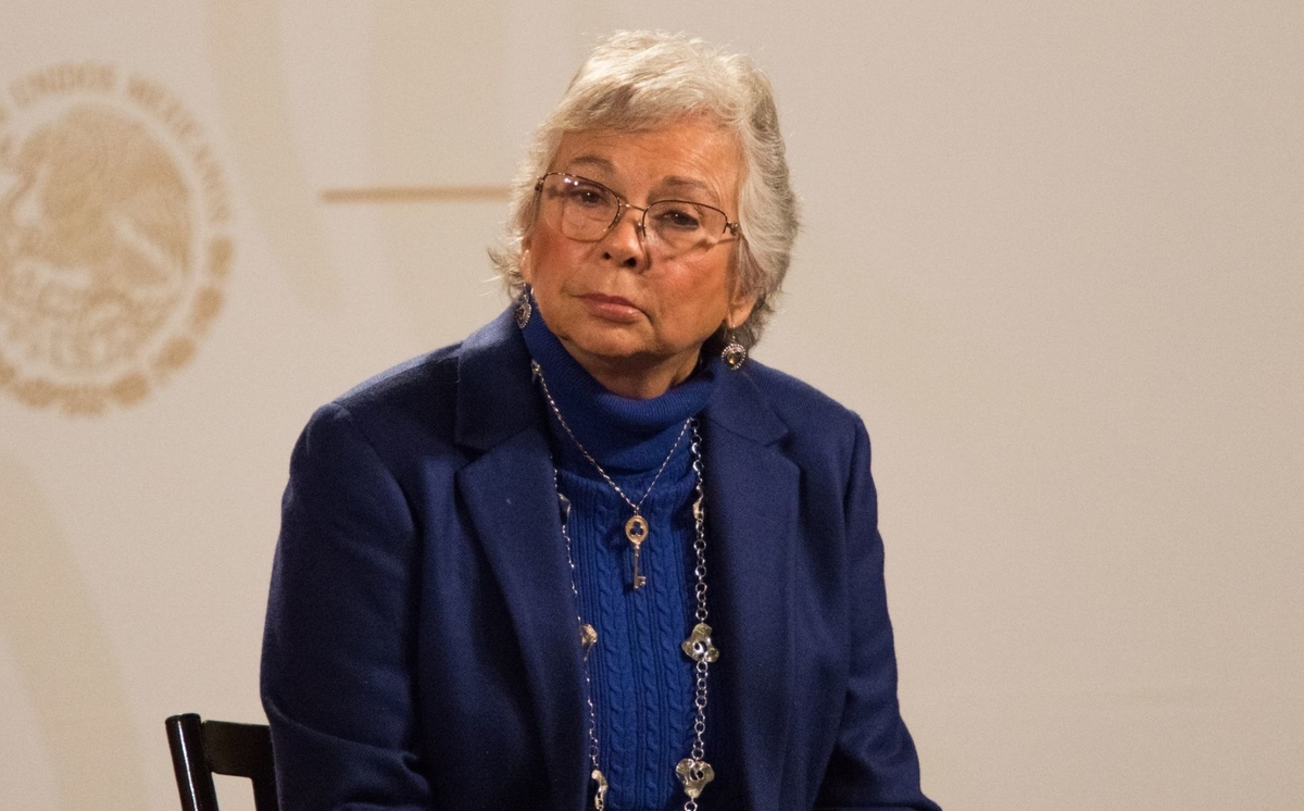 La titular de la Segob, Olga Sánchez Cordero, en una conferencia. (Cuartoscuro)