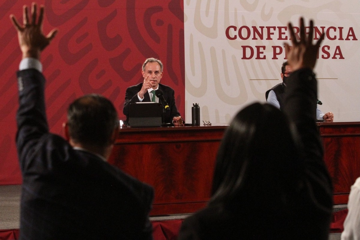 Hugo López Gatell durante conferencia vespertina. (Especial)