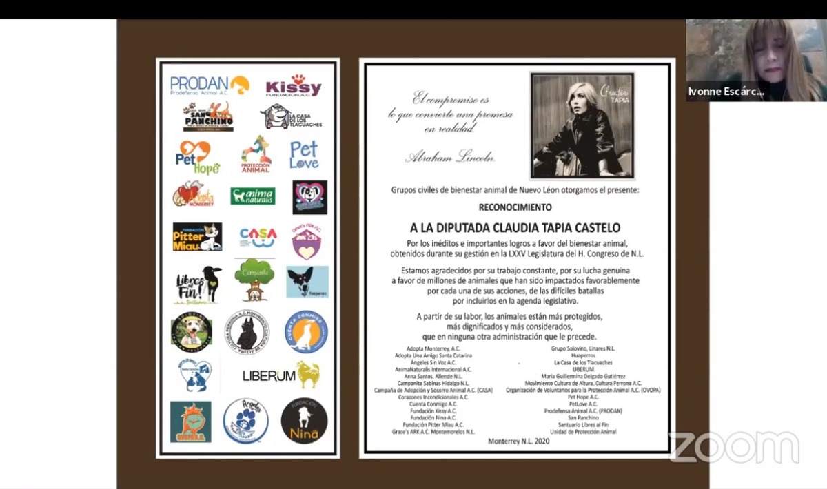 Reconocen animalistas labor de Claudia Tapia. Foto: Especial.