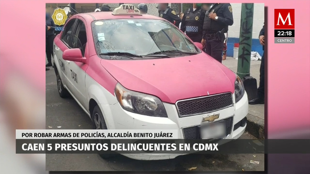 Roban armas a policías en CdMx y los detienen tras huir en taxi