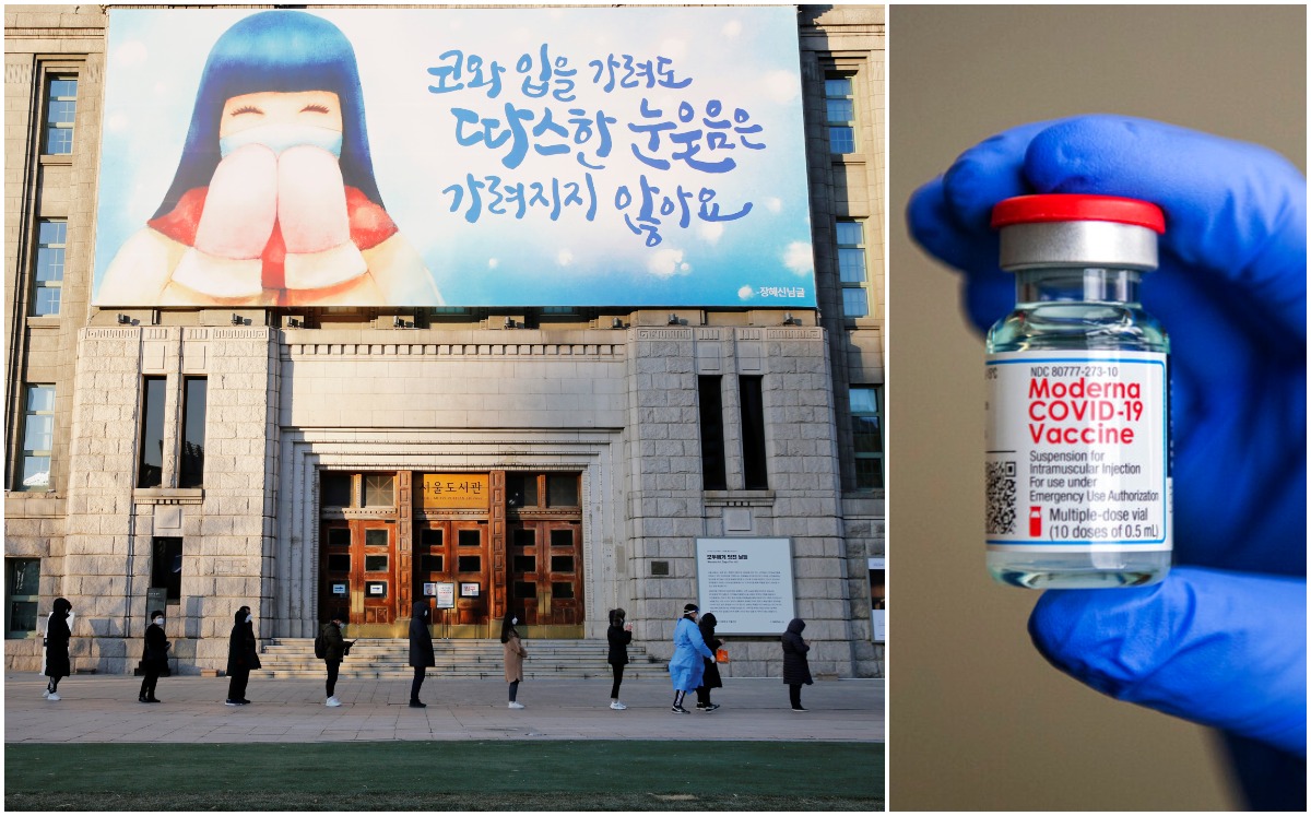 La vacuna de Moderna ya había llegado a Corea del Sur, pero sólo era para los elementos estadunidenses en la Zona Desmilitarizada. (Reuters / AP)