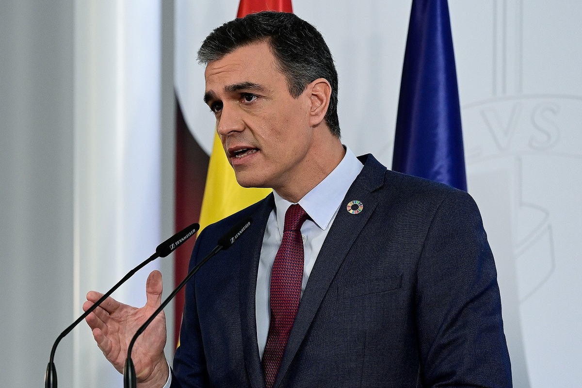 El presidente español, pedro Sánchez, durante su comparecencia en el Palacio de la Moncloa. (Reuters)