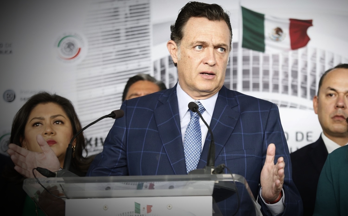 El coordinador del PAN, Mauricio Kuri González, durante una conferencia en el Senado. (Cuartoscuro)