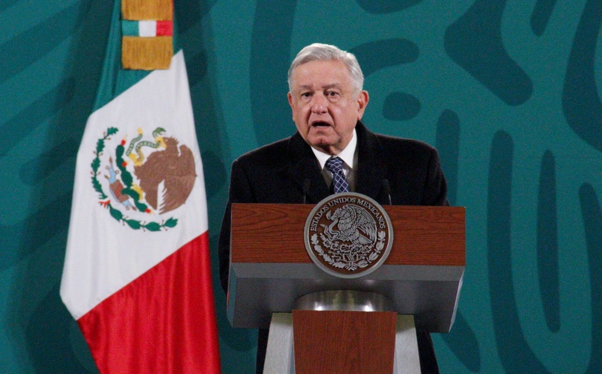 El Presidente durante su conferencia de prensa de hoy desde Palacio Nacional. (Cuartoscuro)