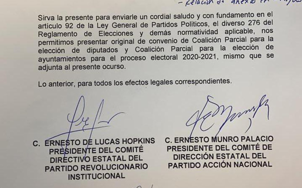 PRI, PAN y PRD registran alianza ''Va por Sonora''