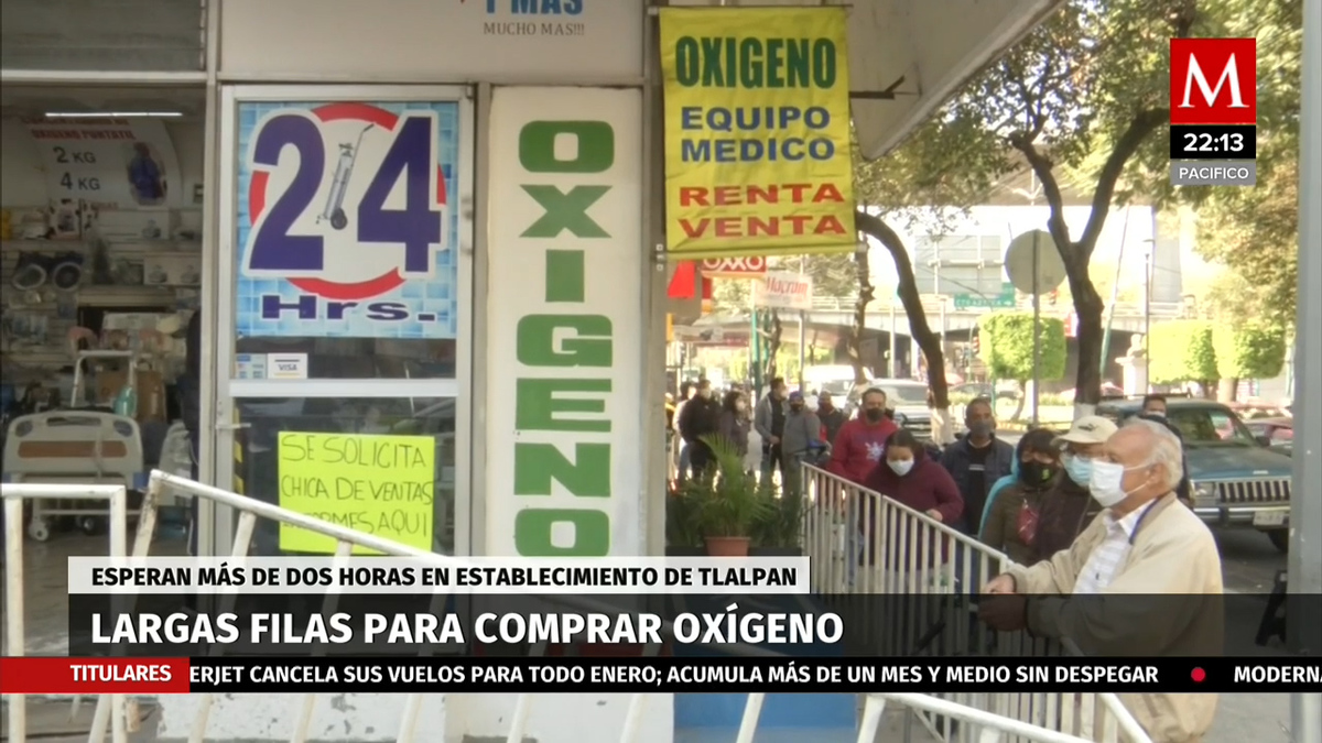 En Tlalpan, se registran largas filas para comprar y recargar tanques de oxígeno
