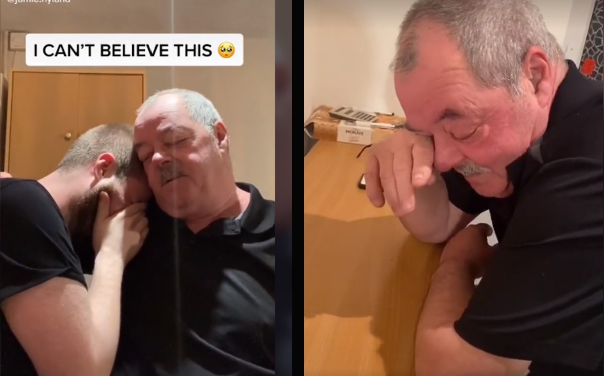 Joven de TikTok sorprende a su padre; lo hace llorar. (Captura)