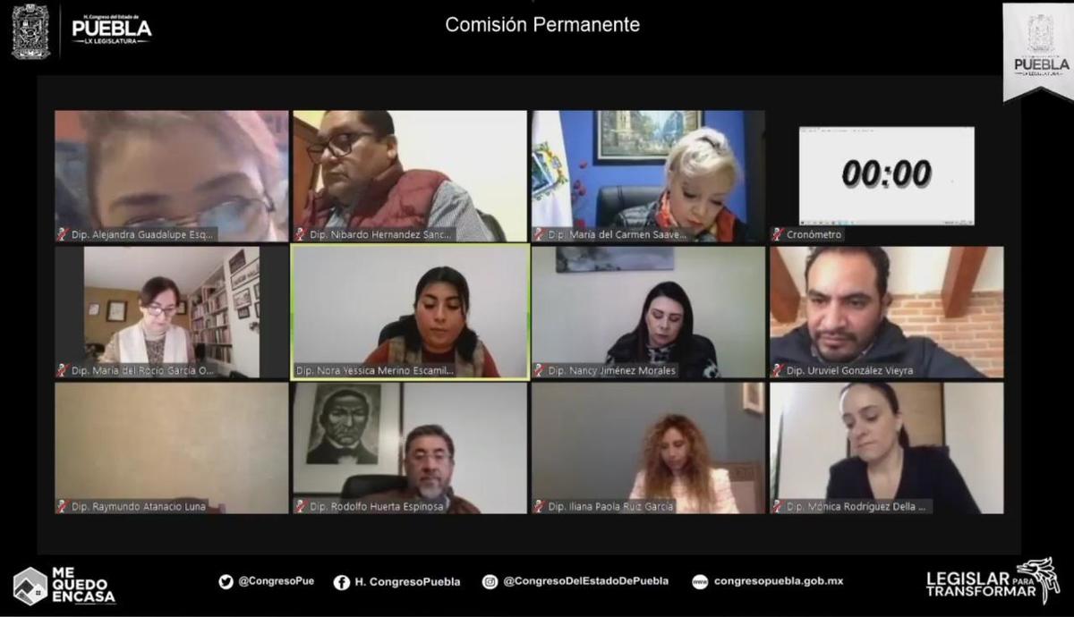 Comisión Permanente del Congreso de Puebla en sesión virtual. (Especial)