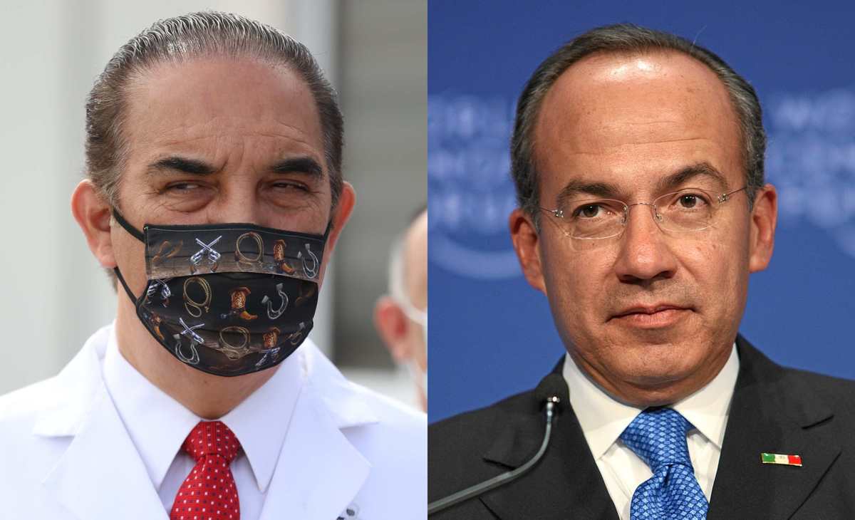 Manuel de la O Cavazos, secretario de Salud Nuevo León, y Felipe Calderón. Foto: Especial.