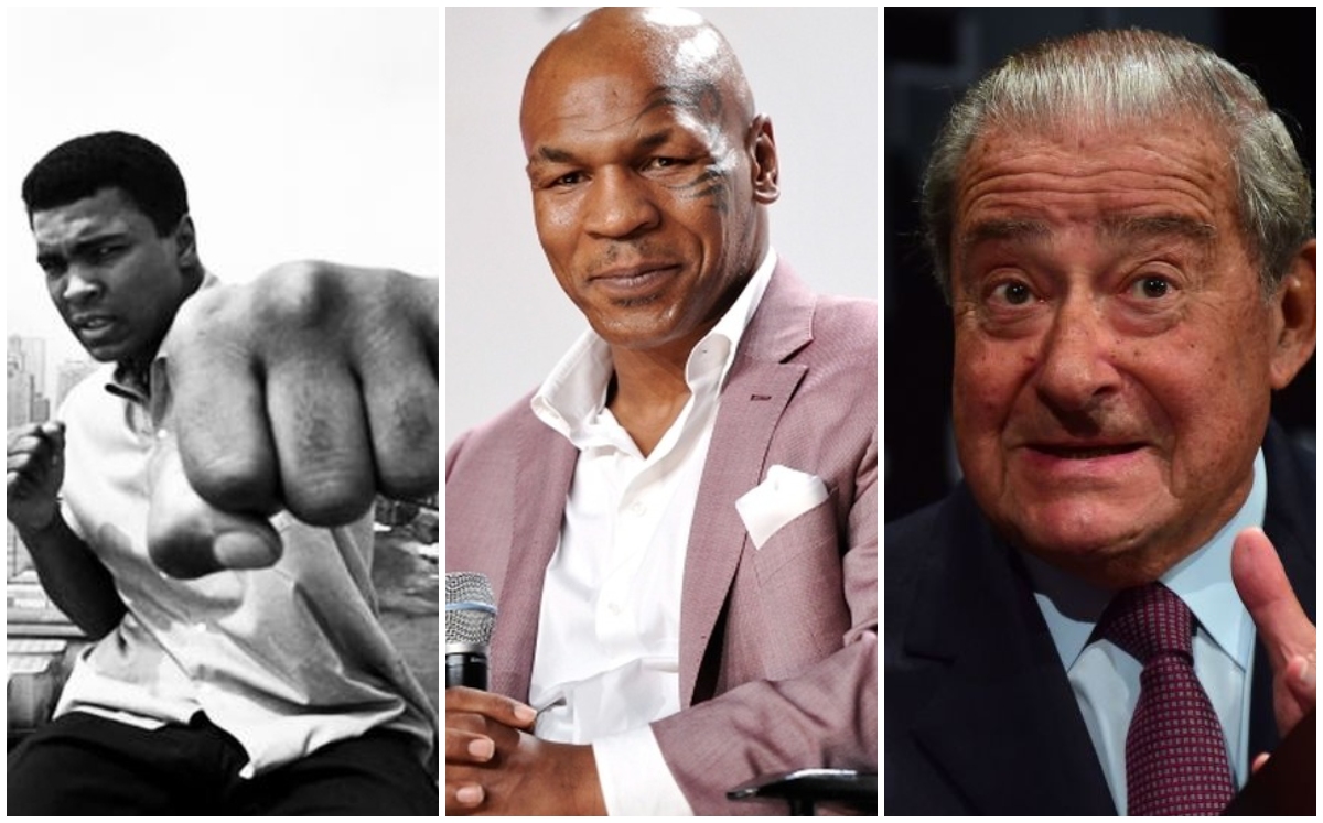 Muhammad Ali, Mike Tyson y Bob Arum (AP)