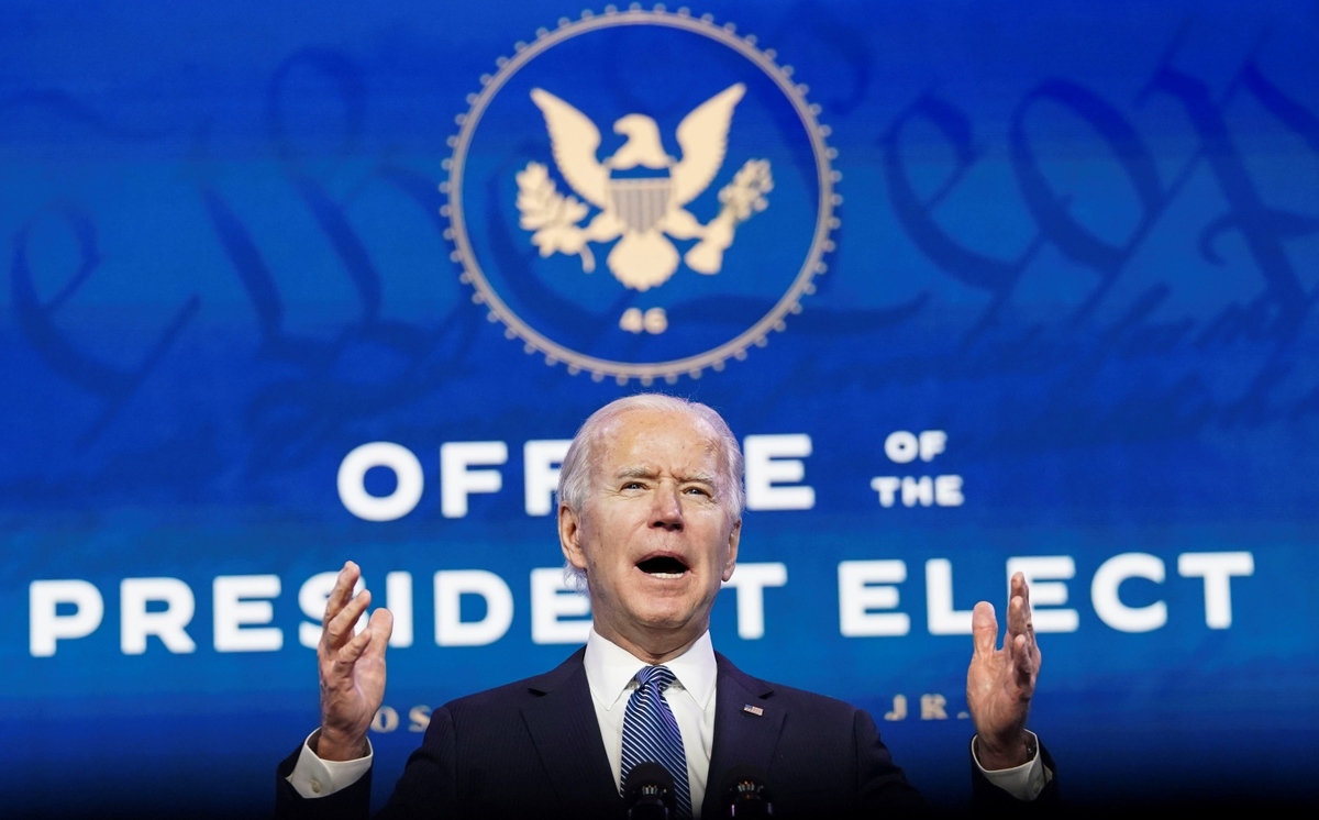 El presidente electo, Joe Biden, durante su conferencia de prensa de hoy. (Reuters)