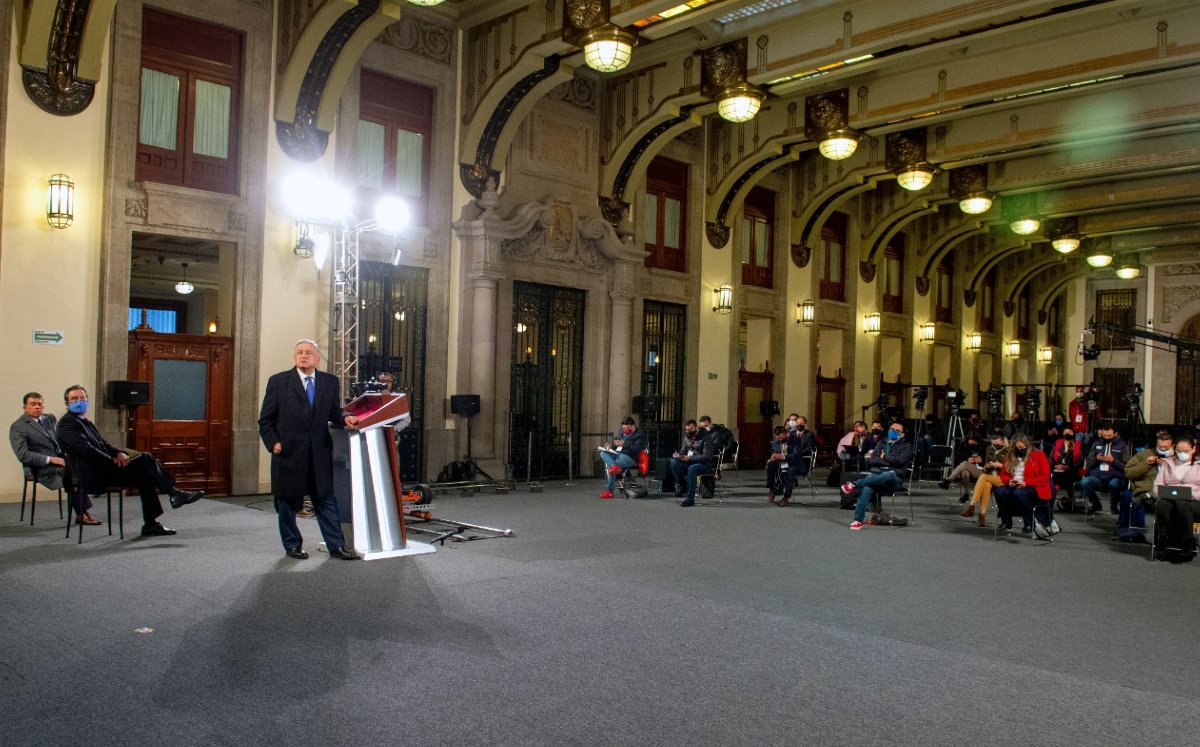 El presidente Andrés Manuel López Obrador en conferencia. (Cortesía)