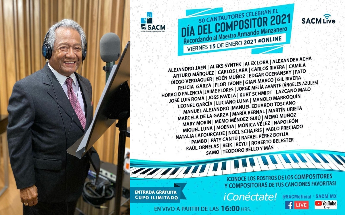 El maestro Armando Manzanero será homenajeado este 15 de enero