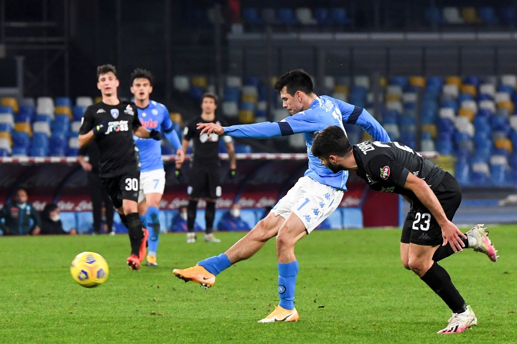 Hirving Lozano anotó con el Napoli ante el Empoli (EFE)