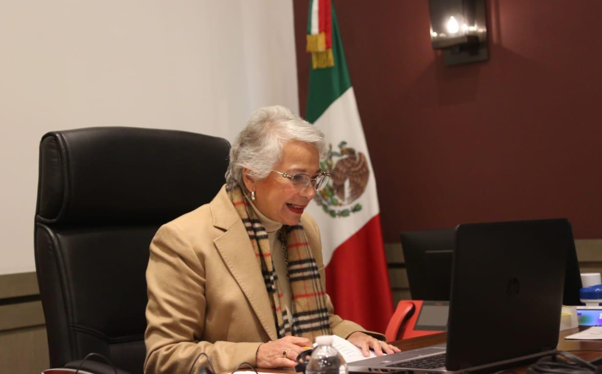 La secretaria de Gobernación durante su participación en el foro. (@M_OlgaSCordero)