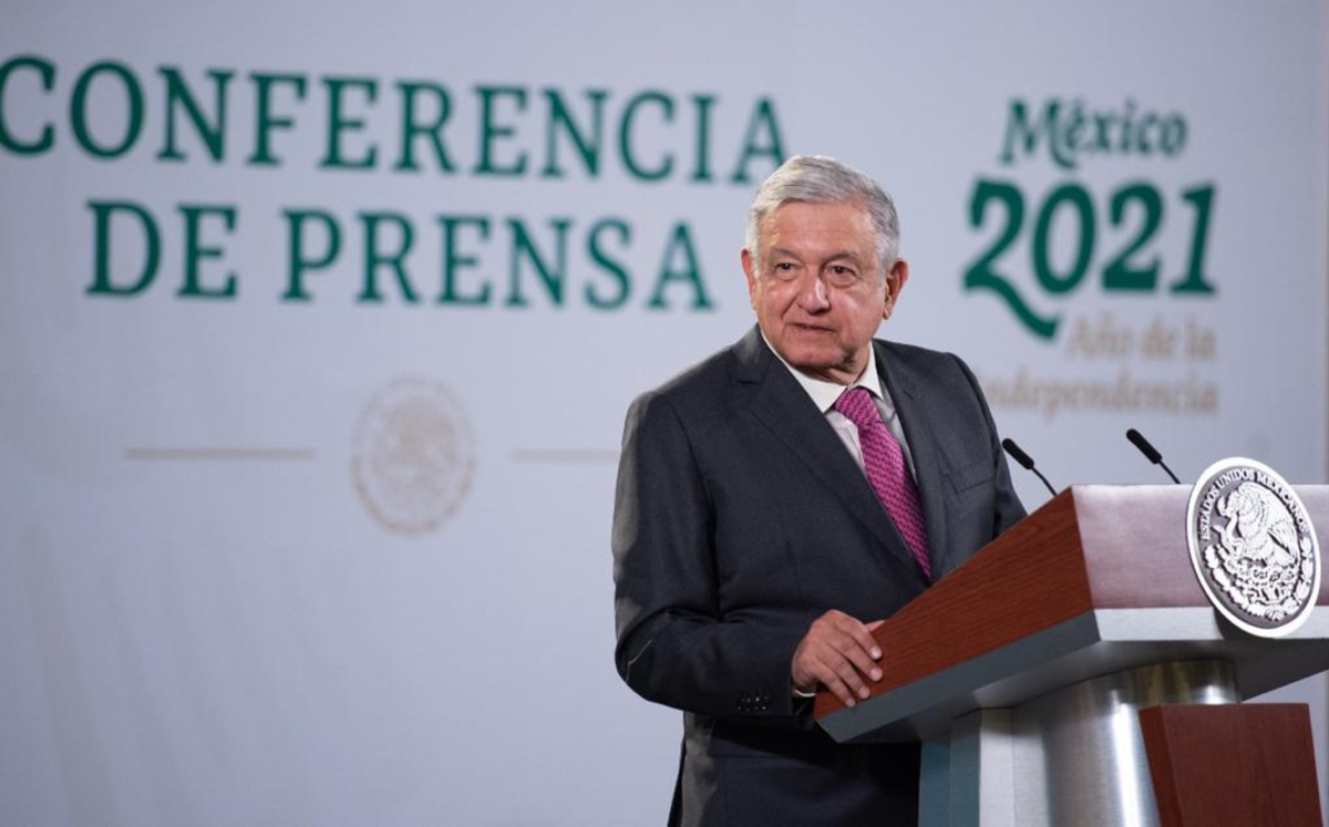 El Presidente durante su conferencia mañanera de hoy en Palacio Nacional. (Cortesía)