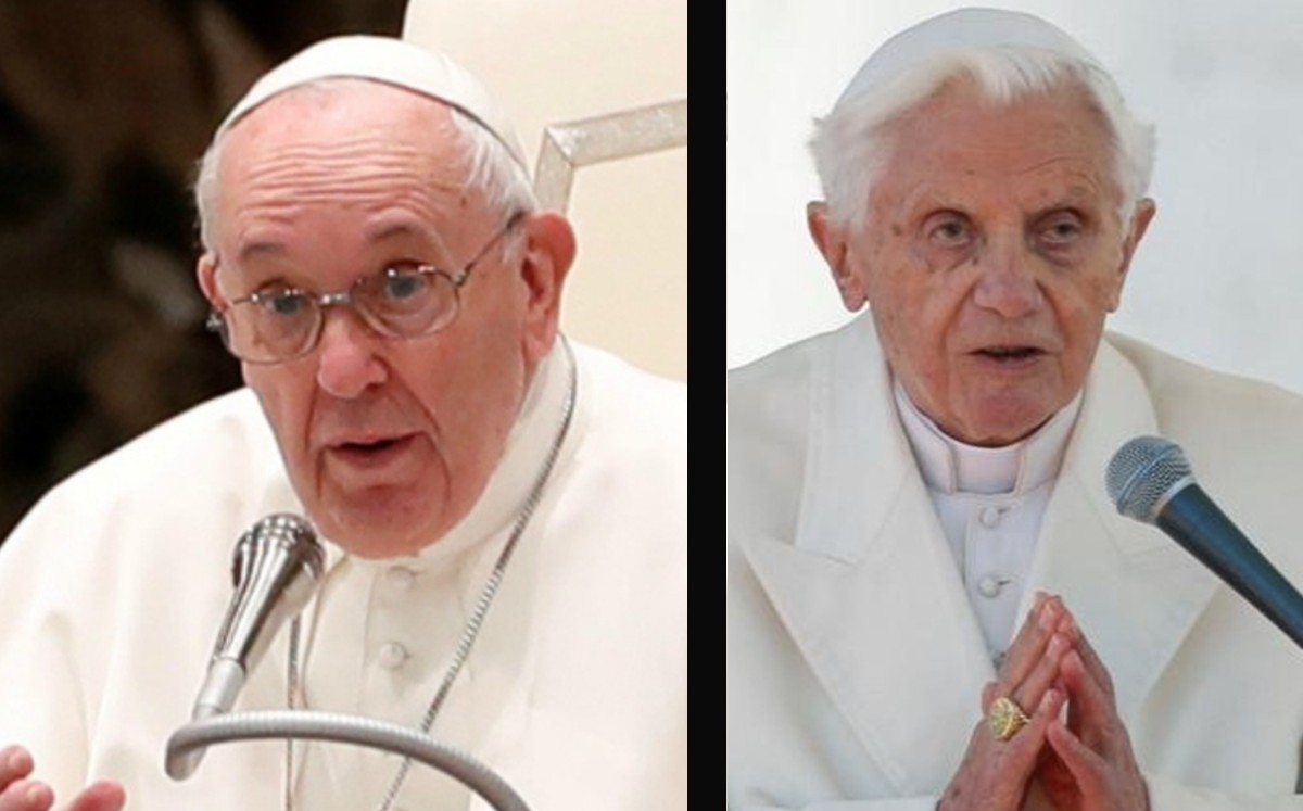 Papa Francisco y papa emérito Benedicto XVI fueron vacunados contra el covid-19. (Especial)