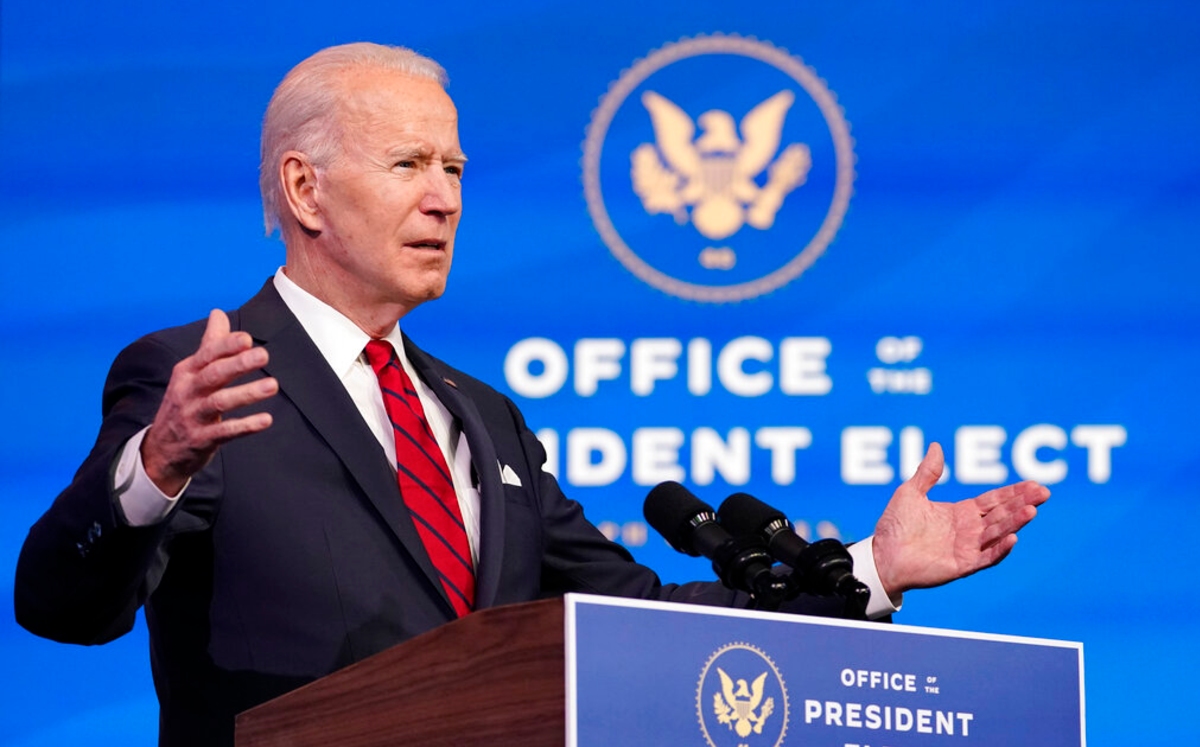 El presidente electo de Estados Unidos, Joe Biden, en conferencia. (AP)