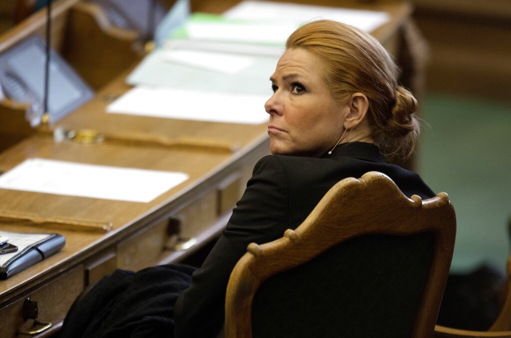 La ex ministra de Integración de Dinamarca, Inger Støjberg. (AP)