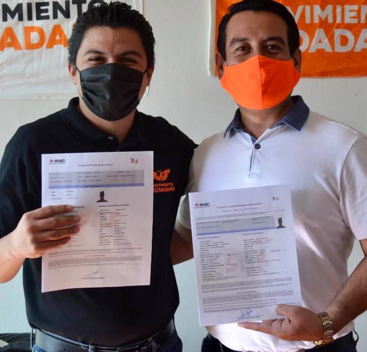 Javier Gómez junto a Blas Barbosa de Movimiento Ciudadano en Hidalgo. (Especial)