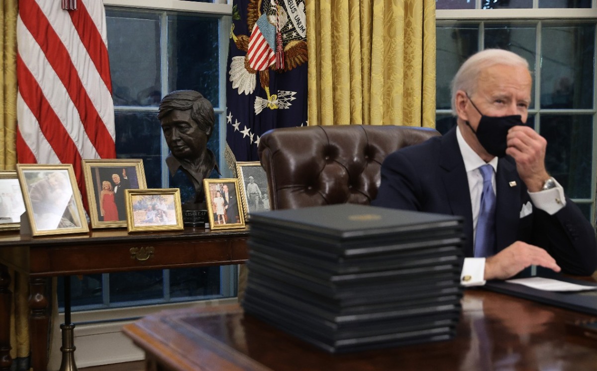 Biden ha colgado un retrato del expresidente demócrata Franklin Delano Roosevelt | AFP